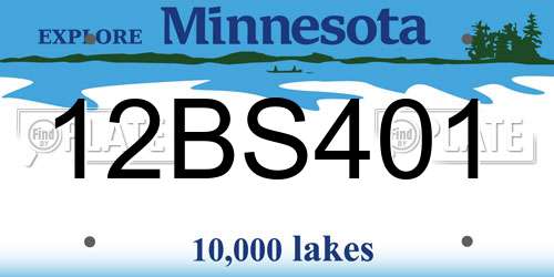 12BS401 Minnesota License Plate