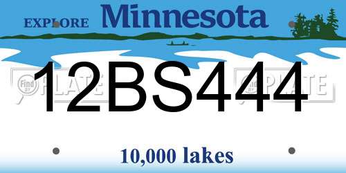 12BS444 Minnesota License Plate