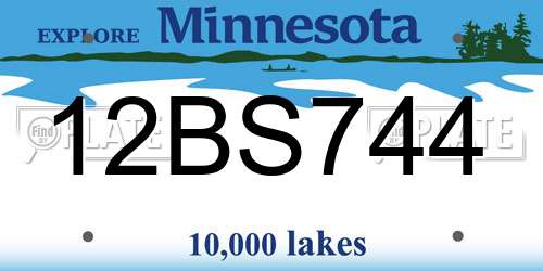 12BS744 Minnesota License Plate