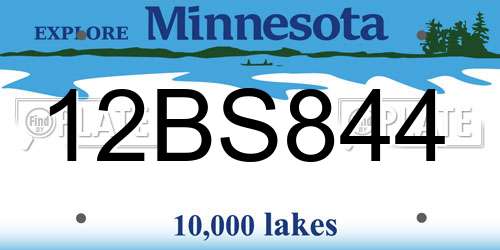 12BS844 Minnesota License Plate