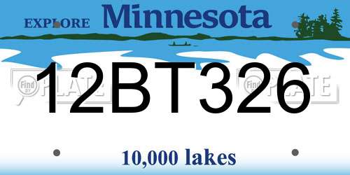 12BT326 Minnesota License Plate