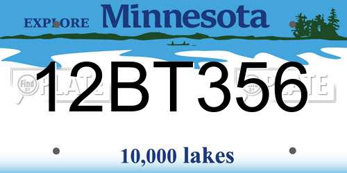 12BT356 Minnesota License Plate
