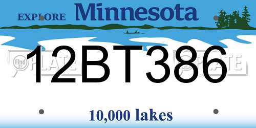12BT386 Minnesota License Plate