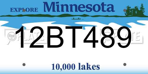12BT489 Minnesota License Plate