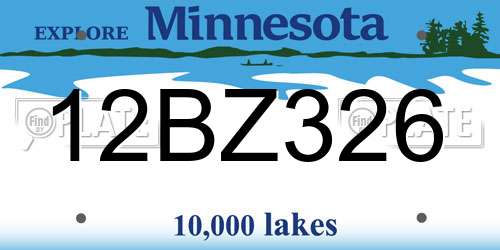 12BZ326 Minnesota License Plate
