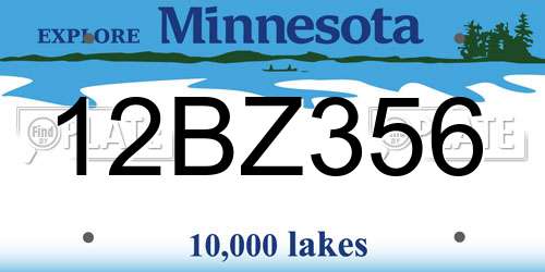 12BZ356 Minnesota License Plate