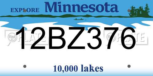12BZ376 Minnesota License Plate