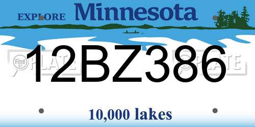 12BZ386 Minnesota License Plate