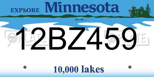 12BZ459 Minnesota License Plate