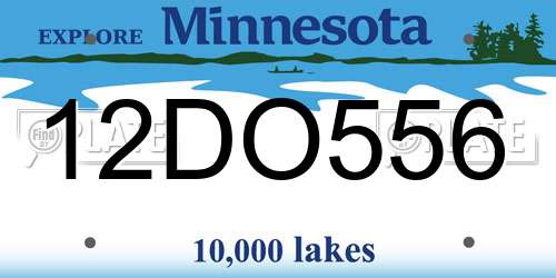 12DO556 Minnesota License Plate