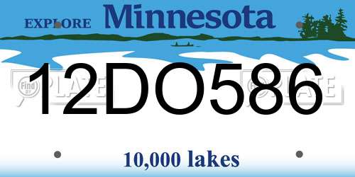 12DO586 Minnesota License Plate