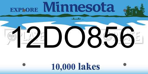 12DO856 Minnesota License Plate