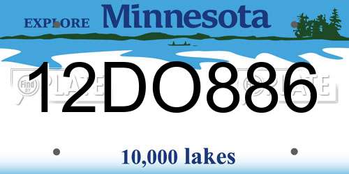 12DO886 Minnesota License Plate