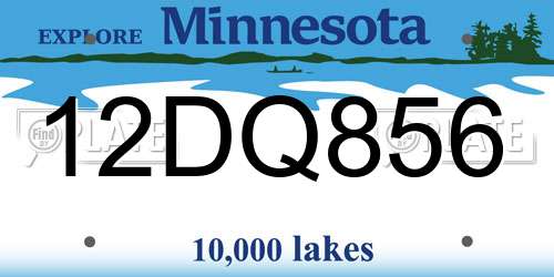 12DQ856 Minnesota License Plate
