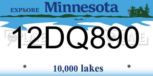 12DQ890 Minnesota License Plate