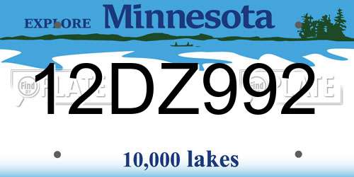 12DZ992 Minnesota License Plate