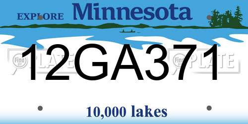 12GA371 Minnesota License Plate