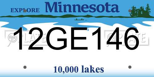 12GE146 Minnesota License Plate