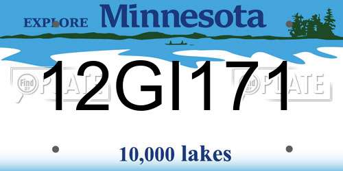 12GI171 Minnesota License Plate
