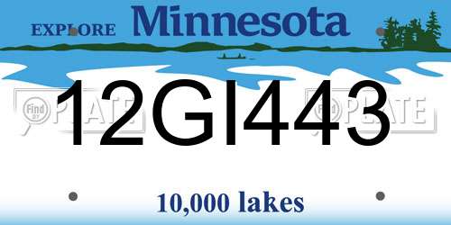 12GI443 Minnesota License Plate