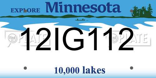 12IG112 Minnesota License Plate