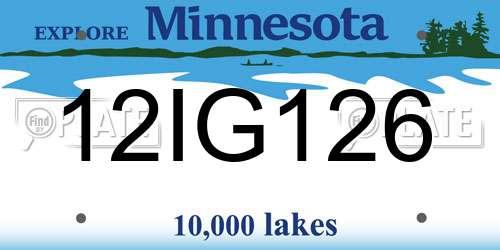 12IG126 Minnesota License Plate