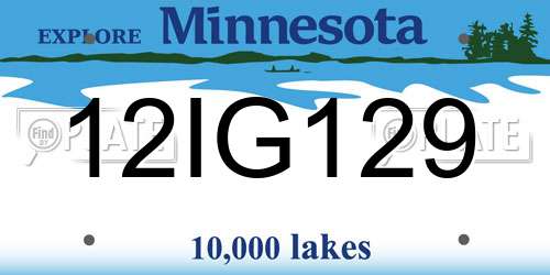12IG129 Minnesota License Plate