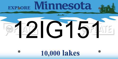 12IG151 Minnesota License Plate