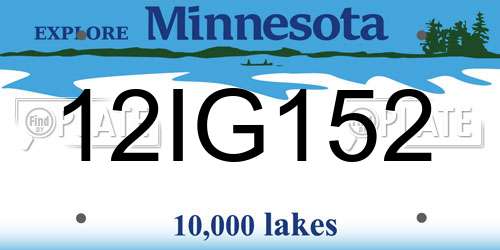 12IG152 Minnesota License Plate