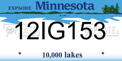 12IG153 Minnesota License Plate