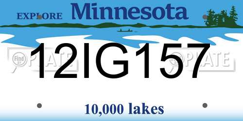 12IG157 Minnesota License Plate