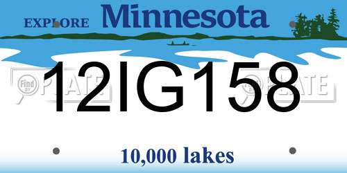 12IG158 Minnesota License Plate