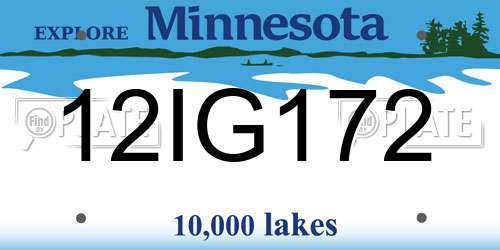 12IG172 Minnesota License Plate