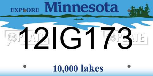 12IG173 Minnesota License Plate