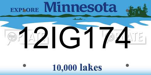 12IG174 Minnesota License Plate