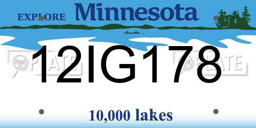 12IG178 Minnesota License Plate