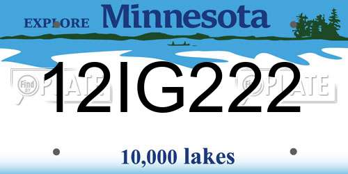 12IG222 Minnesota License Plate