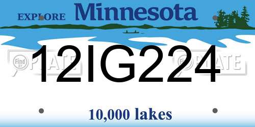 12IG224 Minnesota License Plate