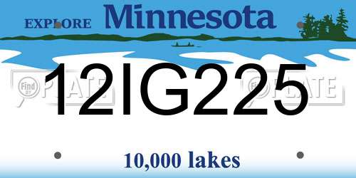 12IG225 Minnesota License Plate
