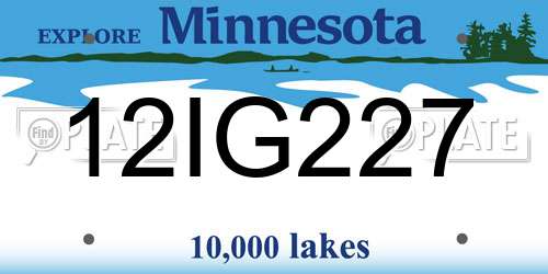 12IG227 Minnesota License Plate