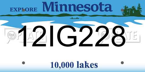 12IG228 Minnesota License Plate