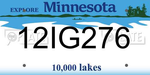12IG276 Minnesota License Plate