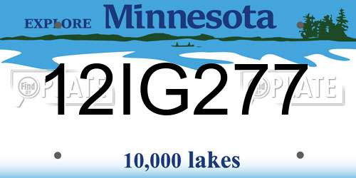 12IG277 Minnesota License Plate