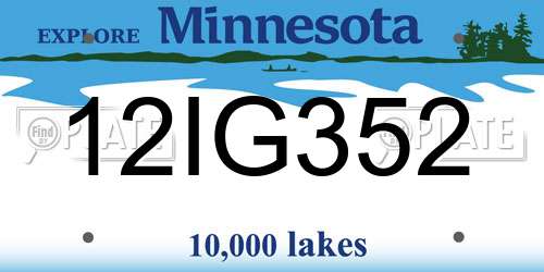 12IG352 Minnesota License Plate
