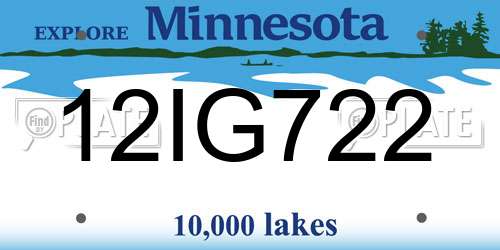 12IG722 Minnesota License Plate