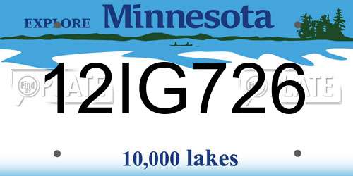 12IG726 Minnesota License Plate