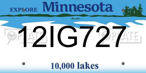 12IG727 Minnesota License Plate