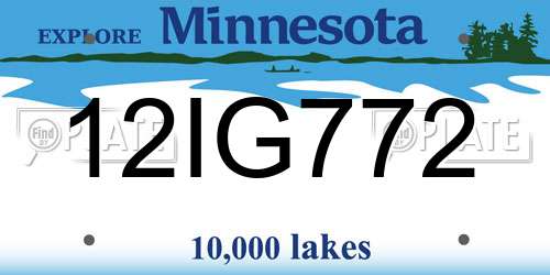 12IG772 Minnesota License Plate