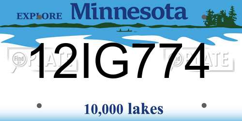 12IG774 Minnesota License Plate