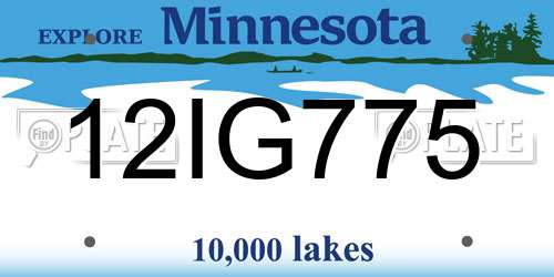 12IG775 Minnesota License Plate